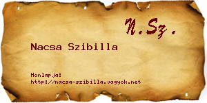 Nacsa Szibilla névjegykártya